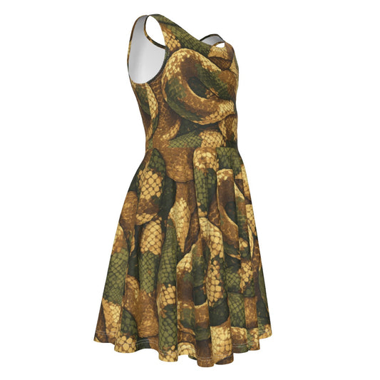 Animal Print - Snake - Kid's Sleeveless Skater Dress