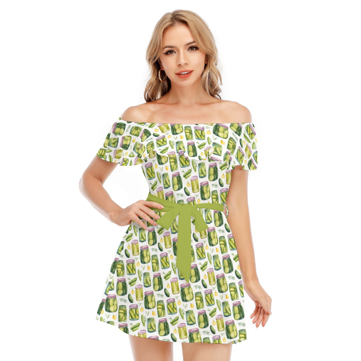 Perfect Pickle Jars - Women's Off-shoulder Ruffle Dress
