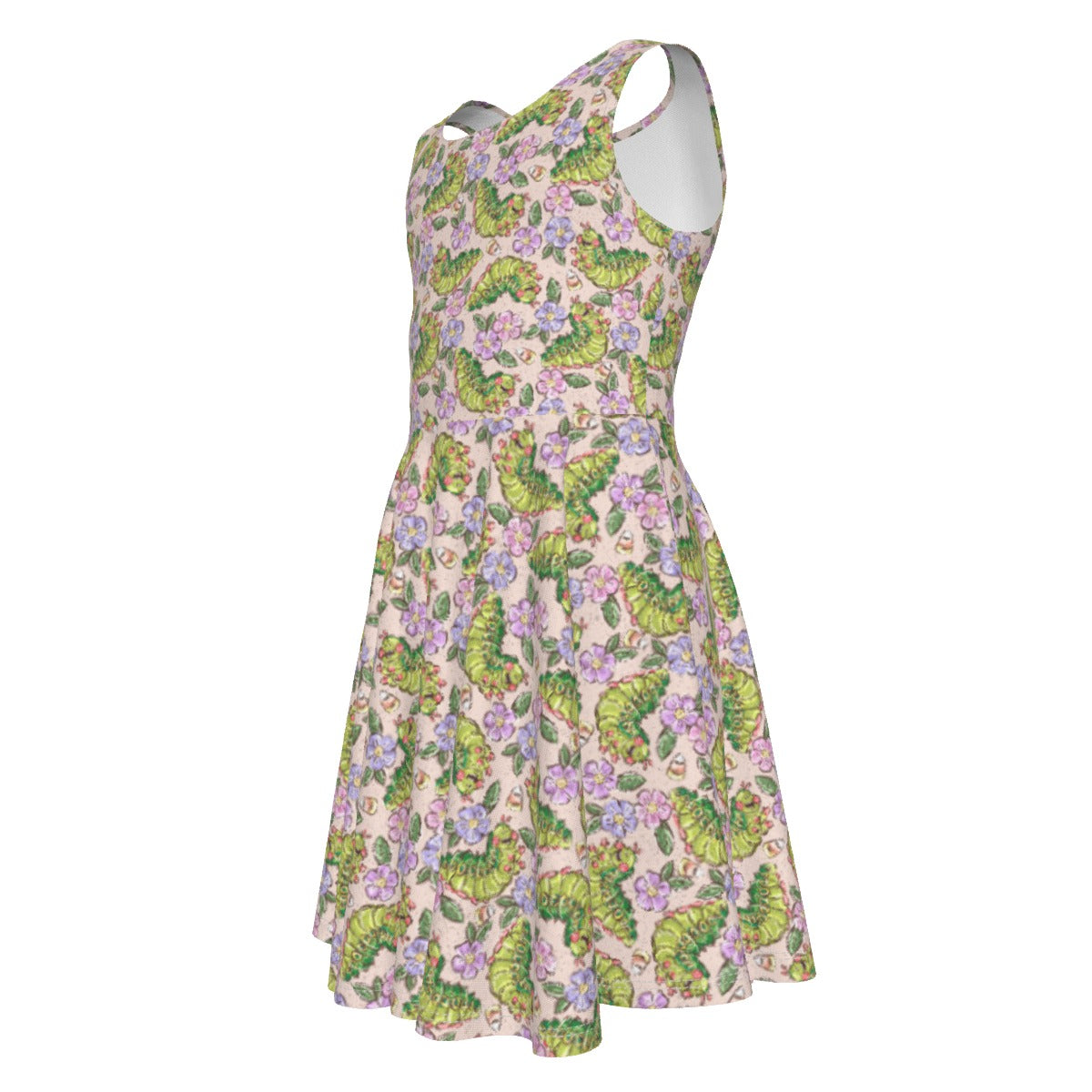 Cheerful Caterpillar Garden - Kid's Sleeveless Skater Dress