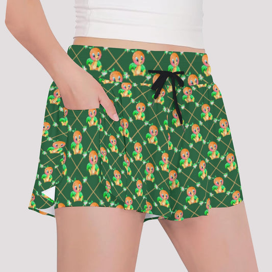 Geometric Citrus Delight - Girls’ Flowy Pocket Shorts