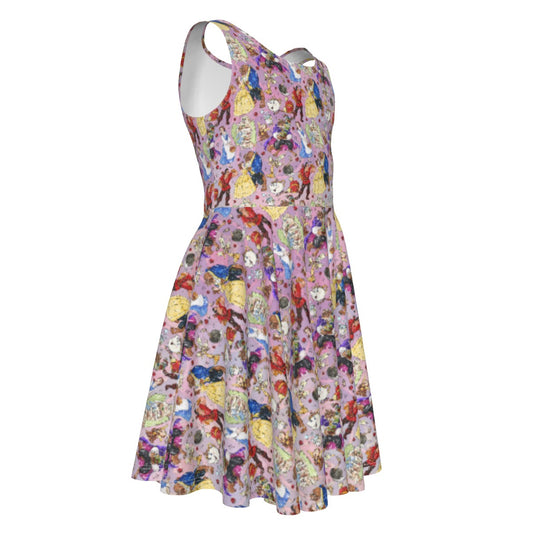 Enchanted Tale Sketch - Kid's Sleeveless Skater Dress