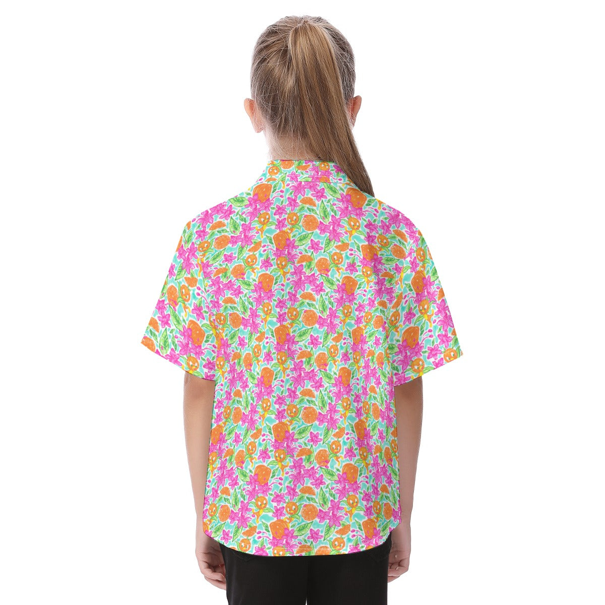 Tropical Citrus Bloom - Kid's Hawaiian Button Up Shirt