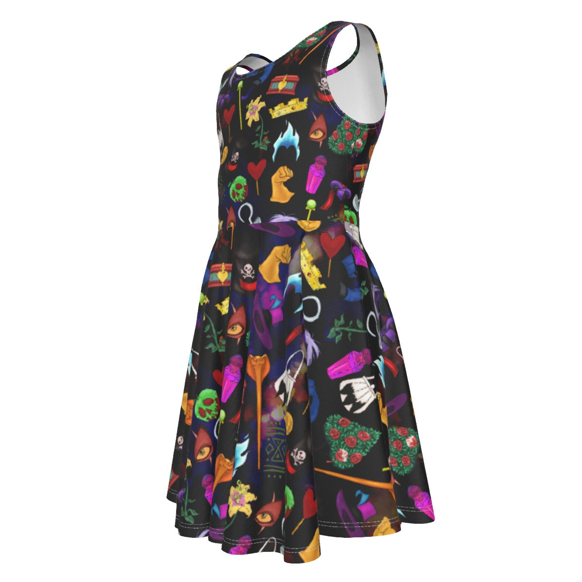 Villainous Icons Collage - Kid's Sleeveless Skater Dress