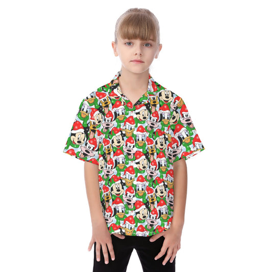 Mouse Friends in Santa HatsHats - Kid's Hawaiian Button Up Shirt