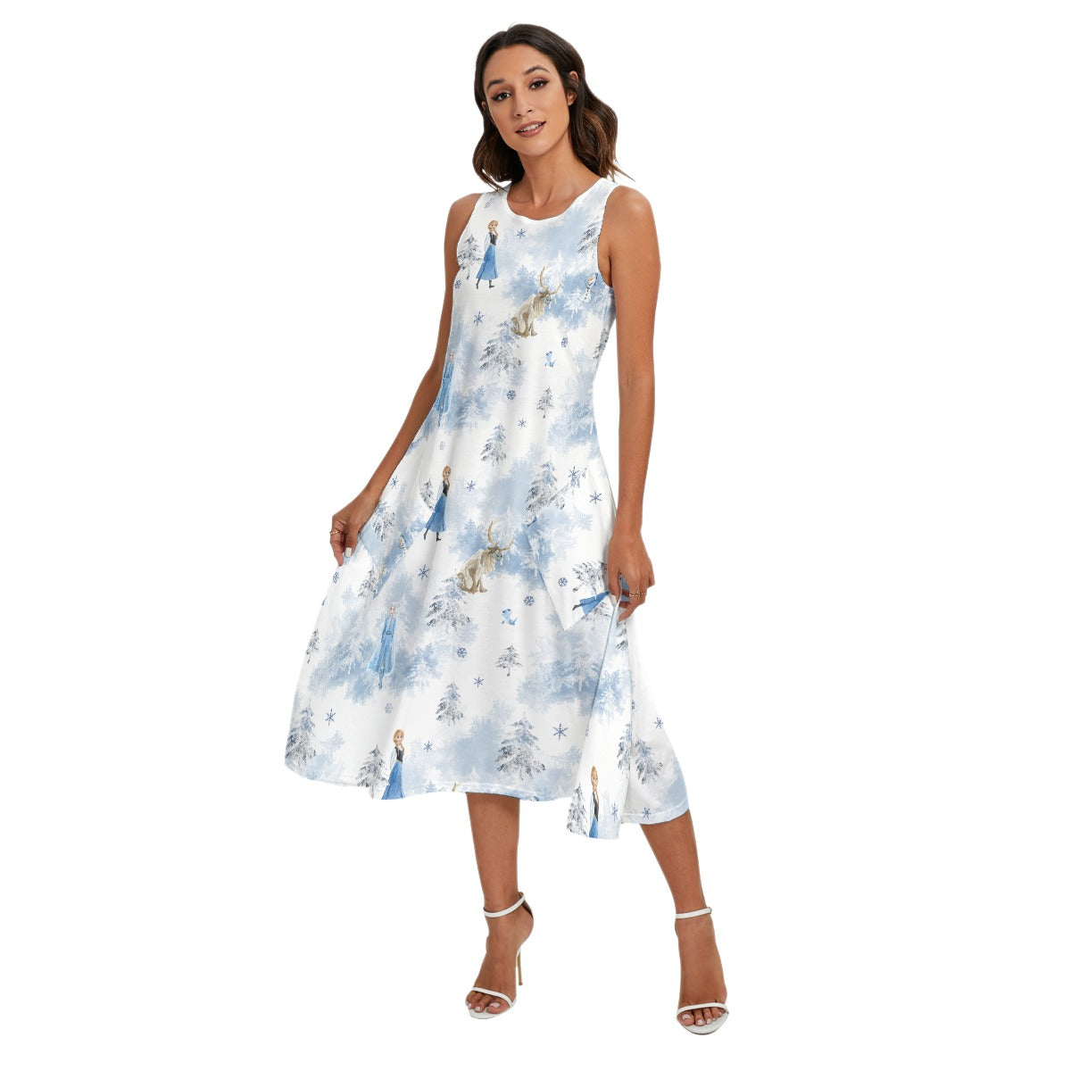 Enchanted Winter Landscape - Women’s Diagonal Pocket Midi Dress