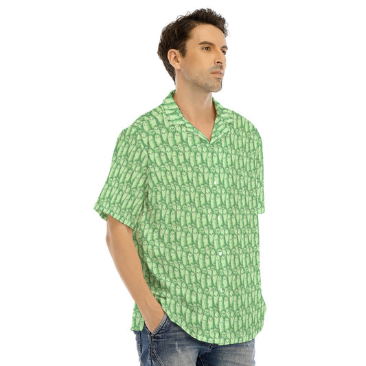 Kawaii Pickle Party - Men's Hawaiian Button Up Shirt