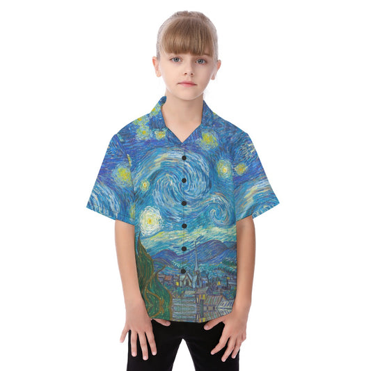 Van Gogh Starry Night - Kid's Hawaiian Button Up Shirt