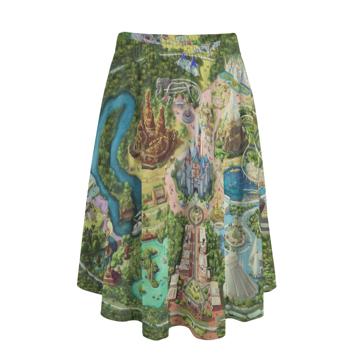 Colorful Theme Park Map - Women’s Pocket Midi Skirt