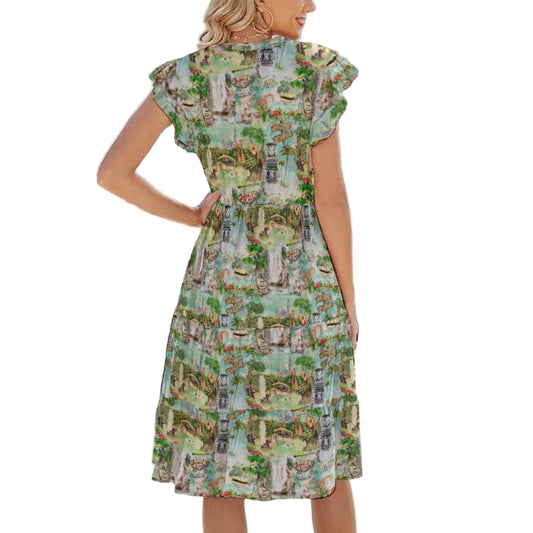 Jungle River Cruise - Women's Tiered Pocket Midi Dress
