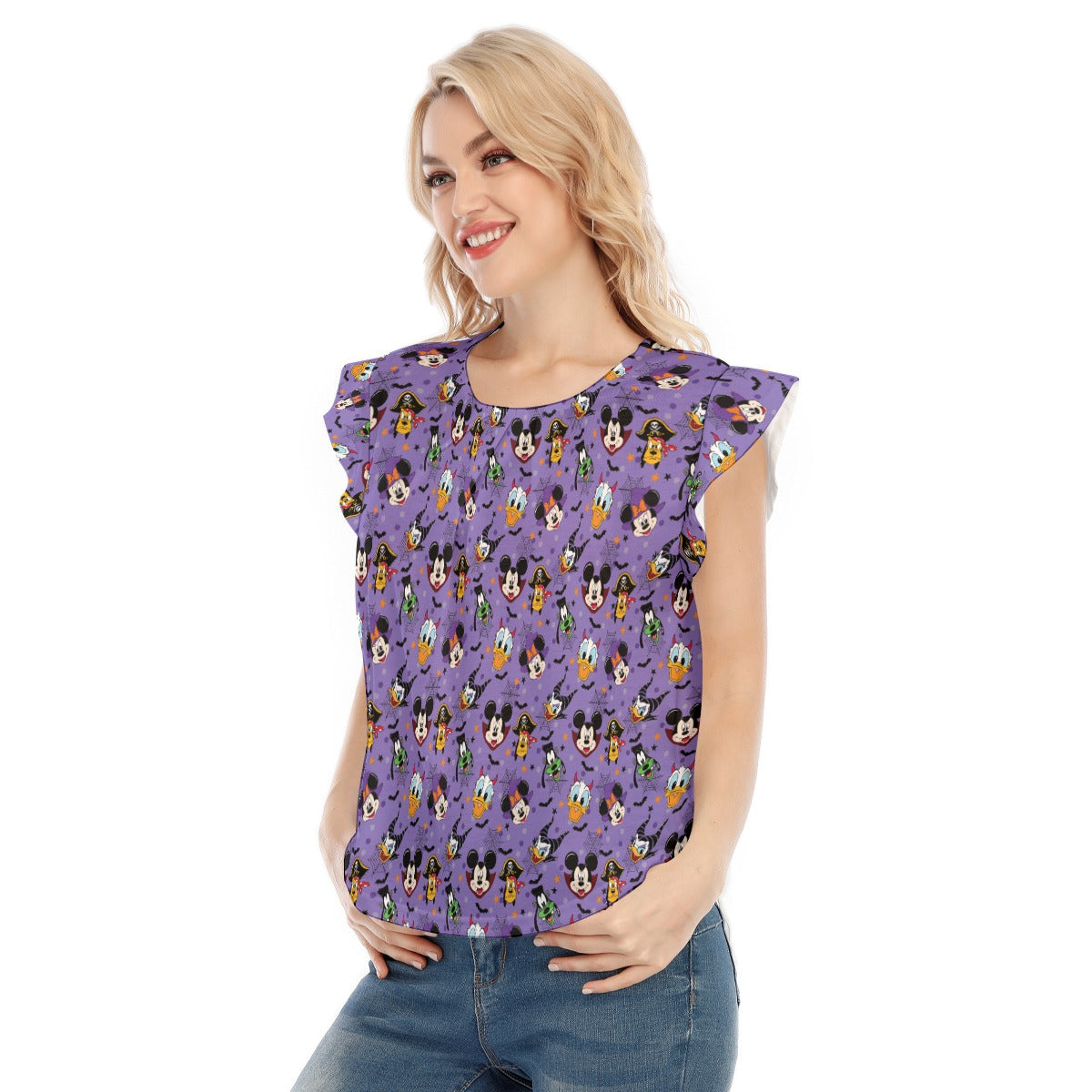 Halloween Friends in Costume - Women’s Flutter Sleeve Top