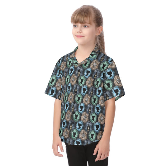 Starry Flight Silhouettesttes - Kid's Hawaiian Button Up Shirt