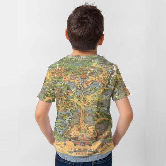 Vintage Theme Park Map - Kid’s Short Sleeve T-Shirt