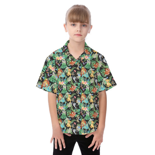 Watercolor Jungle Pride - Kid's Hawaiian Button Up Shirt