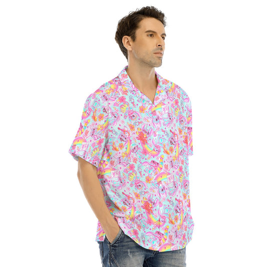 Neon Rainbow Mischief - Men's Hawaiian Button Up Shirt