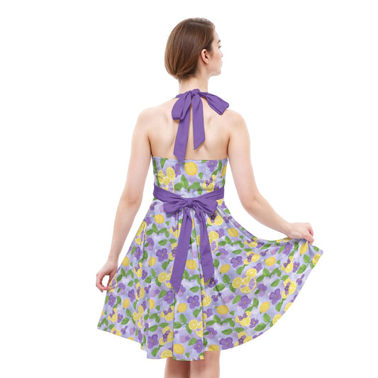 Vivacious Violet Lemonade - Women's Halter Vintage Pocket Dress
