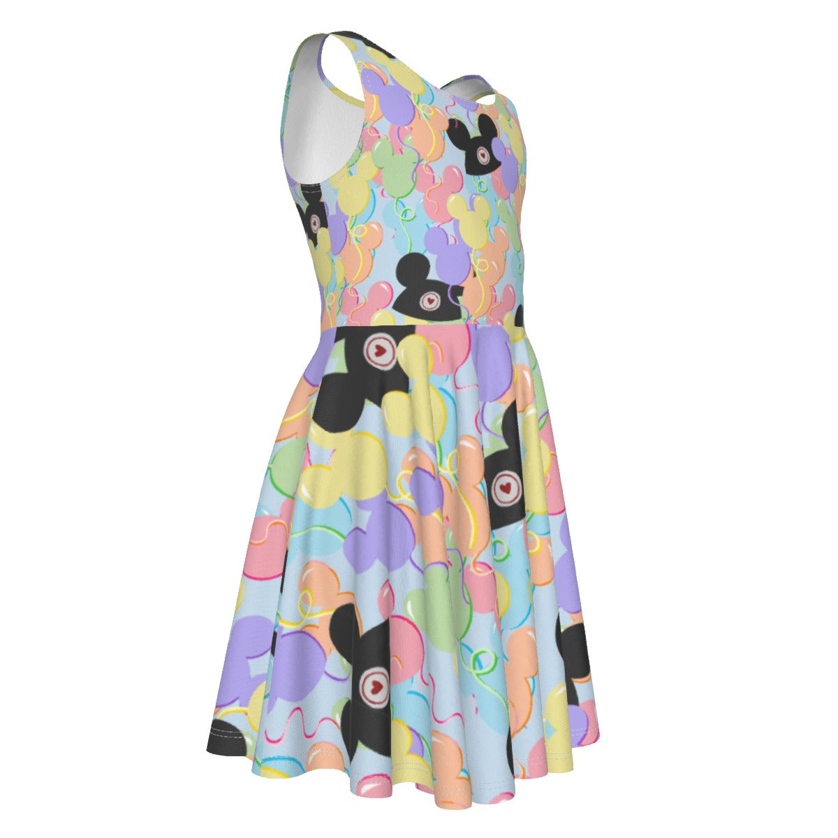 Pastel Mouse Ear Balloons- Kid's Sleeveless Skater Dress