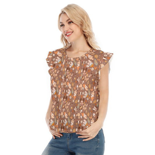 Pumpkin Spice Friends Fall - Women’s Flutter Sleeve Top
