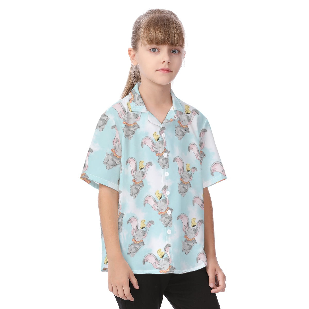Sketch of Flying Elephant - Kid's Hawaiian Button Up Shirt