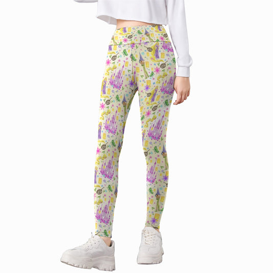 Watercolor Golden Hair Kingdom - Kid's Leggings