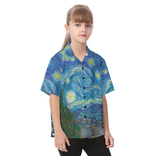 Van Gogh Starry Night - Kid's Hawaiian Button Up Shirt