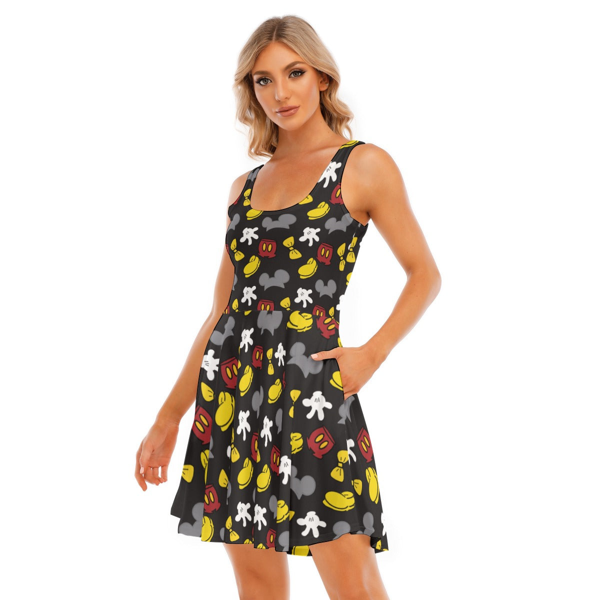 Classic Mouse Style - Women's Sleeveless Pocket Skater Dress