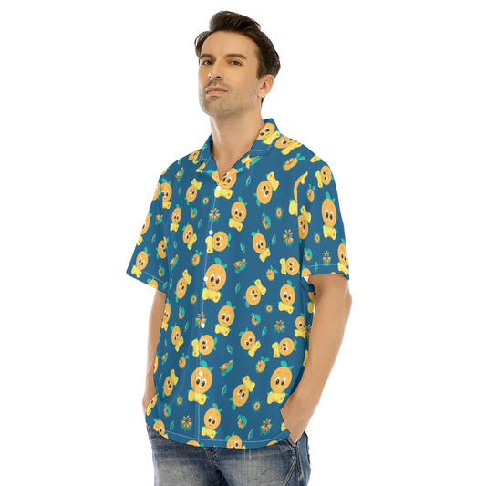 Cheerful Citrus Bird - Men's Hawaiian Button Up Shirt