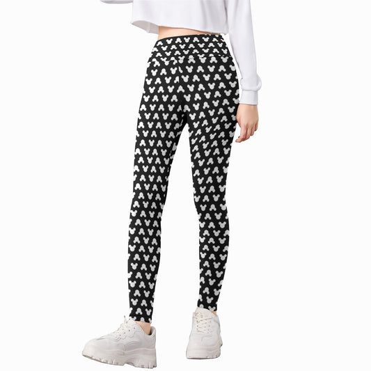 Playful Polka Dot Ears Black - Kid's Leggings