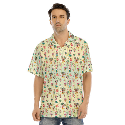 Garden Mouse Helpers at Work - Men's Hawaiian Button Up Shirt