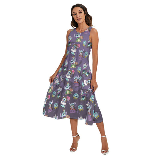 Haunted Alien Portraits - Women’s Diagonal Pocket Midi Dress
