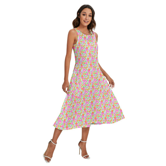Tropical Citrus Bloom - Women’s Diagonal Pocket Midi Dress