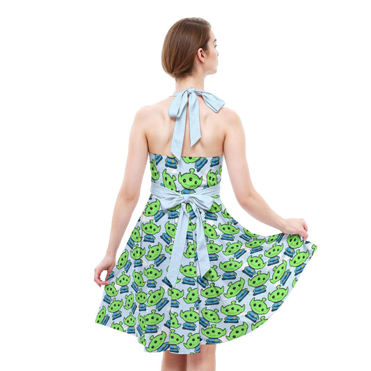 Little Green Space Aliens - Women's Halter Vintage Pocket Dress