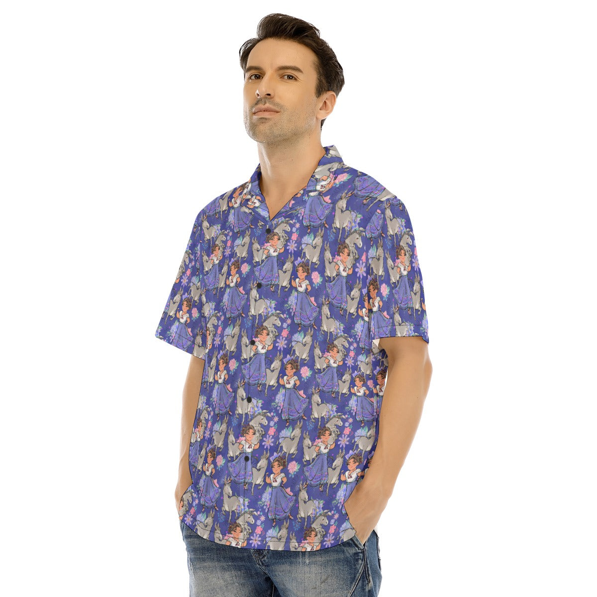 Whimsical Strong Heroine - Men's Hawaiian Button Up Shirt