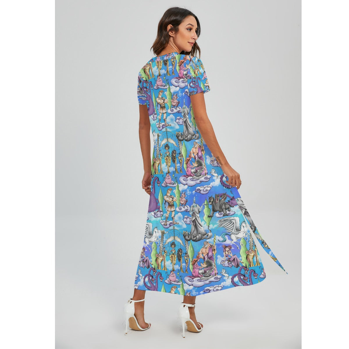Mythic Hero Chaos Clouds - Women's V-Neck Side Split Maxi Dress
