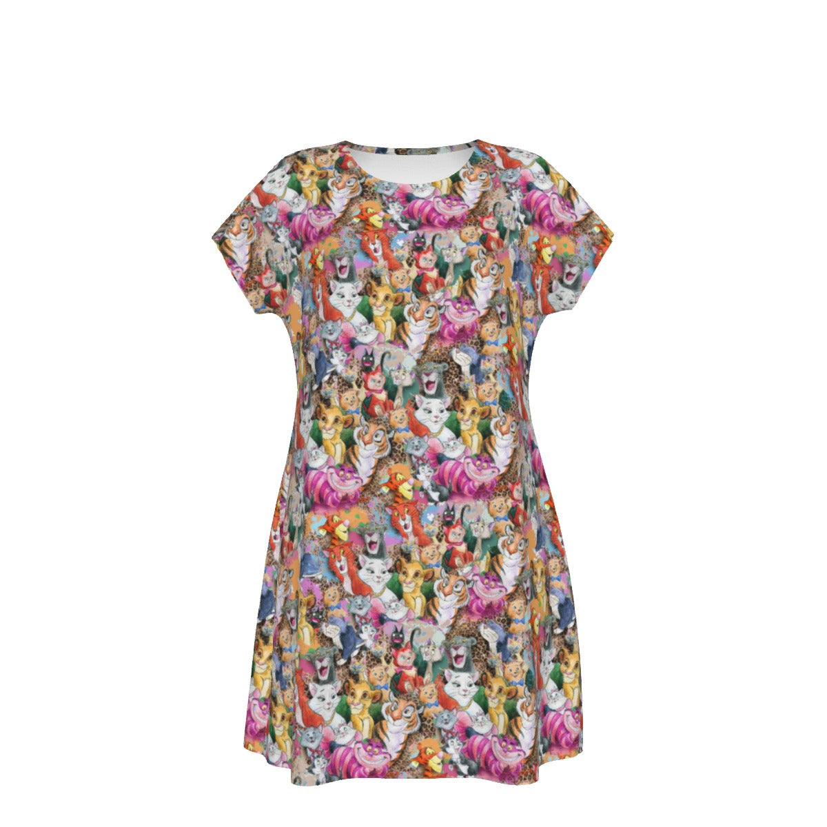 Whimsical Storybook Cats - Women's T-Shirt Dress