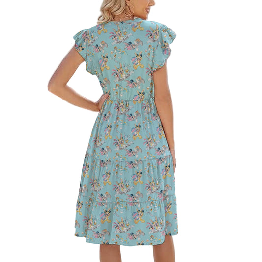 Spring Bunny Costume Crew - Women's Tiered Pocket Midi Dress