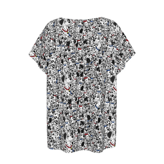 Sketchy Spotted Puppies - Women’s Relaxed Fit Scoop Tee
