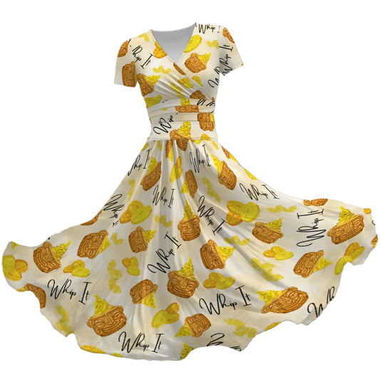 Pineapple Whip It! - Women's V-Neck Ruched Midi Dress