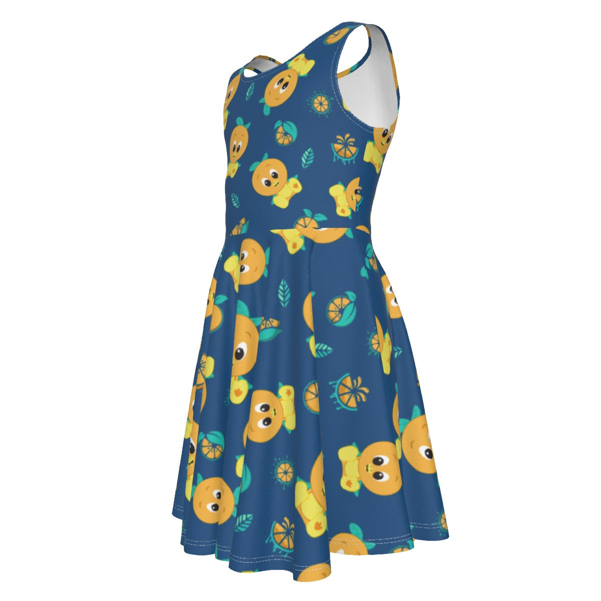 Cheerful Citrus Bird- Kid's Sleeveless Skater Dress