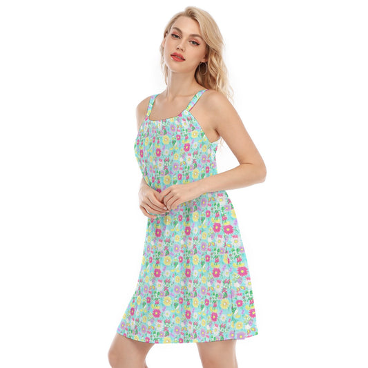 Neon Spring Floral Friends - Women’s Adjustable Sundress