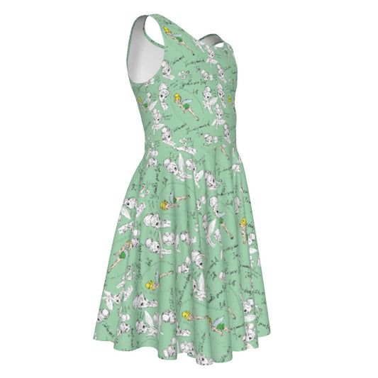 Drawing Pixie Fairy - Kid's Sleeveless Skater Dress