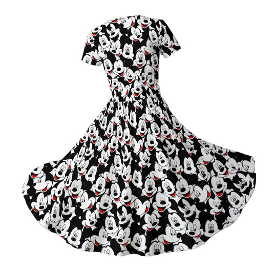 Many Faces of Classic Mouse - Women's V-Neck Ruched Midi Dress