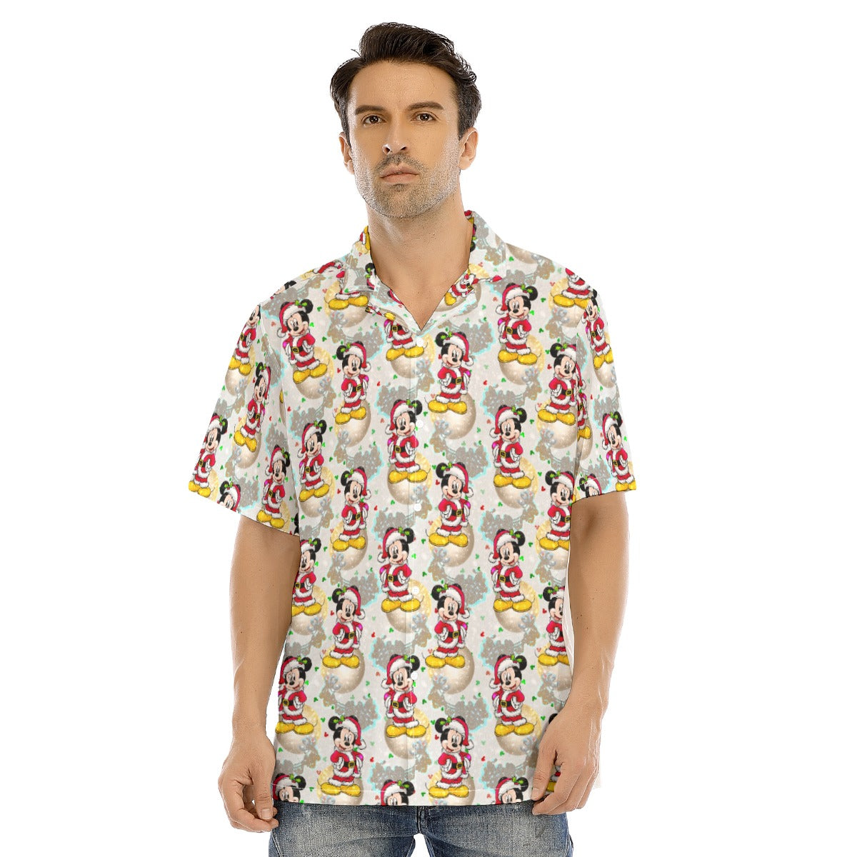 Santa Mouse Celebration - Men's Hawaiian Button Up Shirt