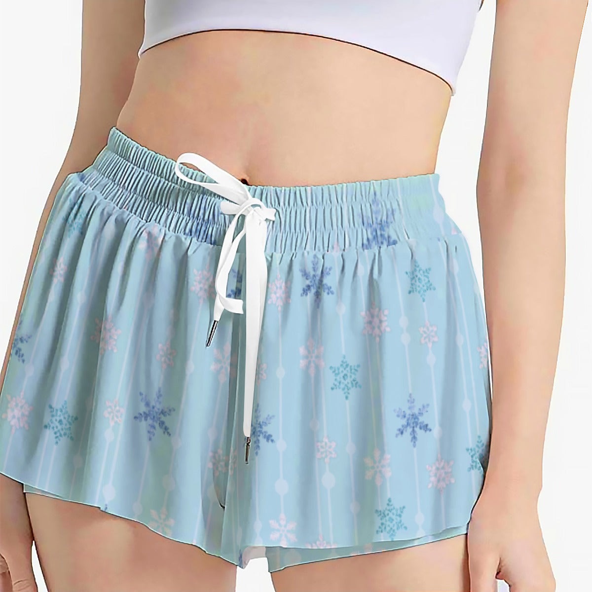 Ice Queen Snowflake Pattern - Women's Flowy Pocket Shorts