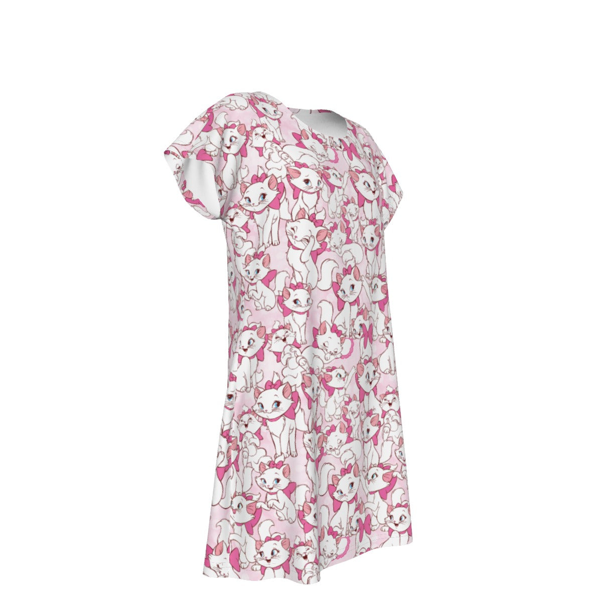 Sweet Kitten with Pink Bow - Women's T-Shirt Dress