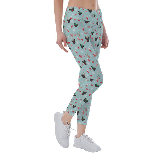 Festive Reindeer Mouse Holidayeers - Women's Yoga Leggings