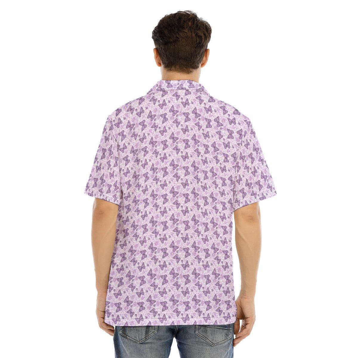 Lavender Butterflies - Men's Hawaiian Button Up Shirt