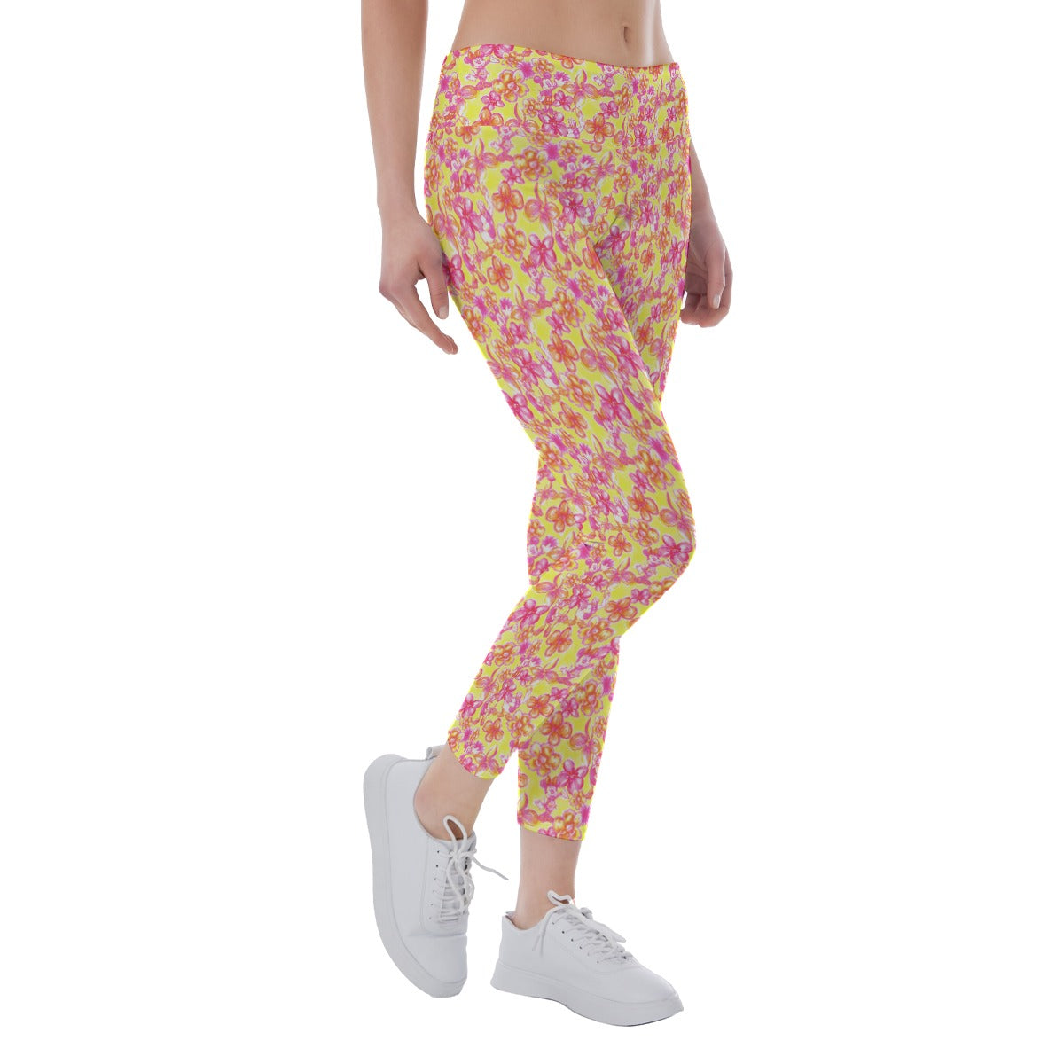 Neon Tropical Floral Friendsends - Women's Yoga Leggings