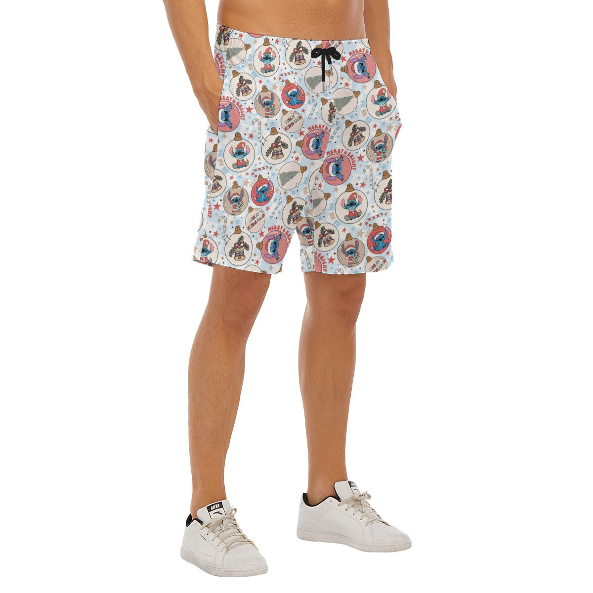 Festive Elf and Ornament Fun - Men’s Pocket Beach Shorts