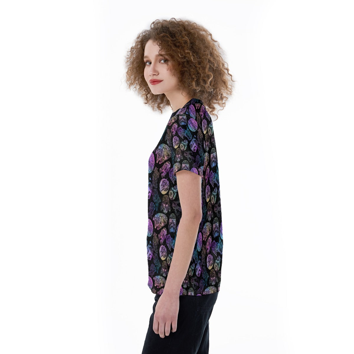 Watercolor Galactic Mandalas - Women's Short Sleeve V-Neck T-Shirt