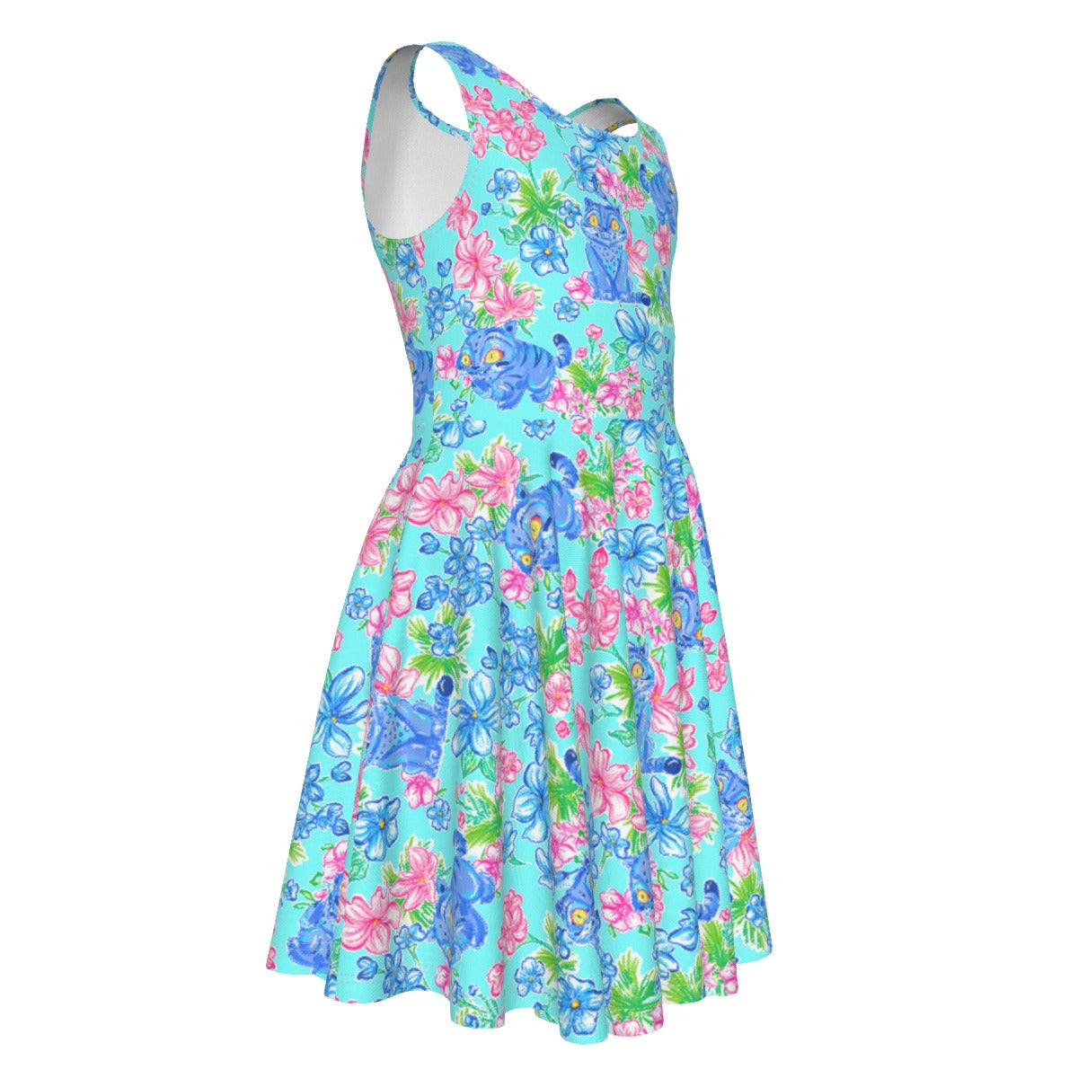 Derpy Tiger Blooms - Kid's Sleeveless Skater Dress